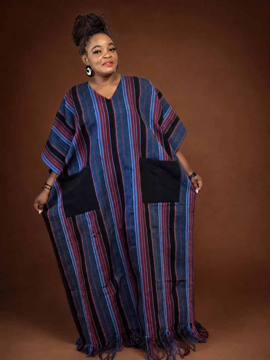 Fringed Hem Boubou Midnight Berry 1 Fringed Hem Boubou - Image 1