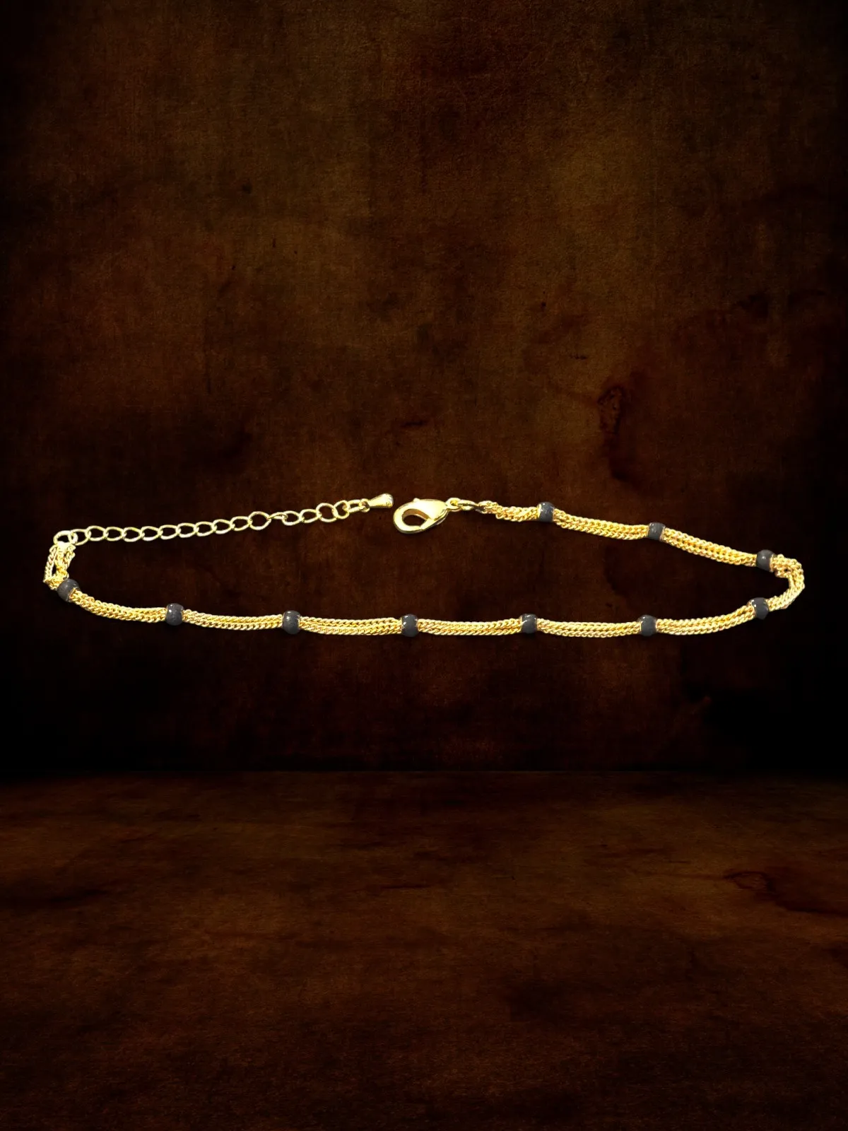 Gold-Tone Accent Anklets - Black Gold-Tone Accent Anklets - Image 1