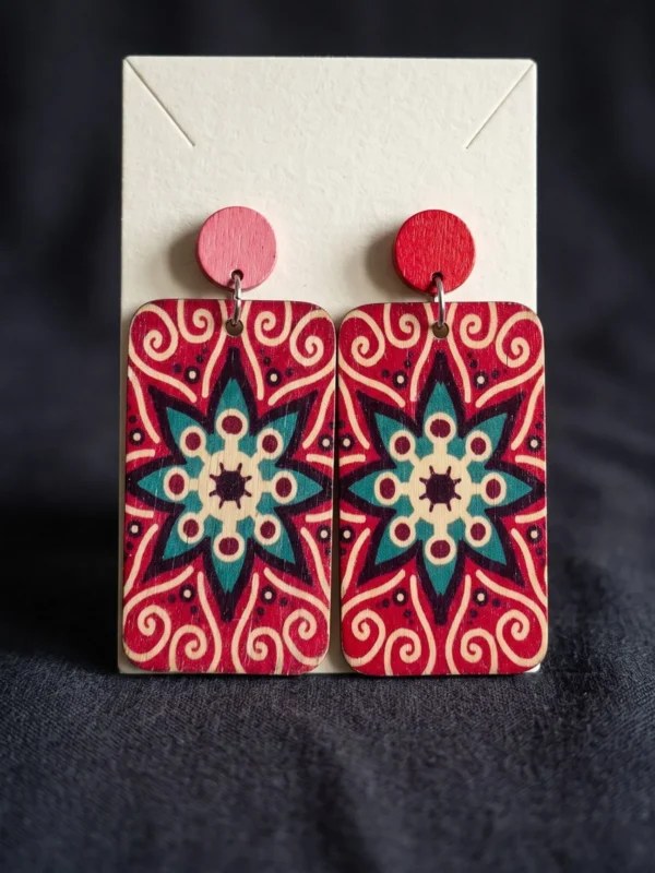 Wooden Statement Earrings - Image 4